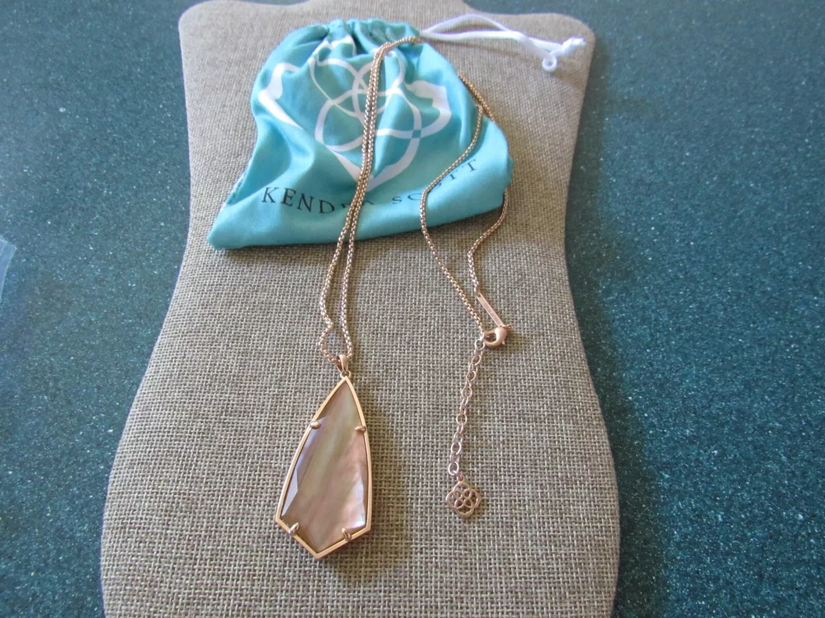 Kendra Scott Carole Pendant Necklace Rose Gold clear Brown Mother