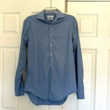 Calvin Klein men's slim fit performance no iron blue dress shirt 16