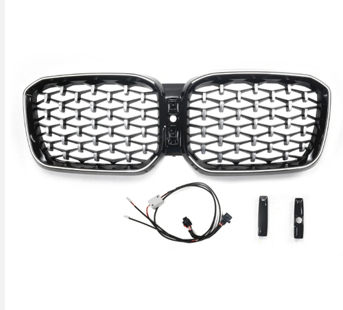 LED Lights Car Front Mesh Grille Grill For BMW X3 G01 Diamond 2022-2024 ...