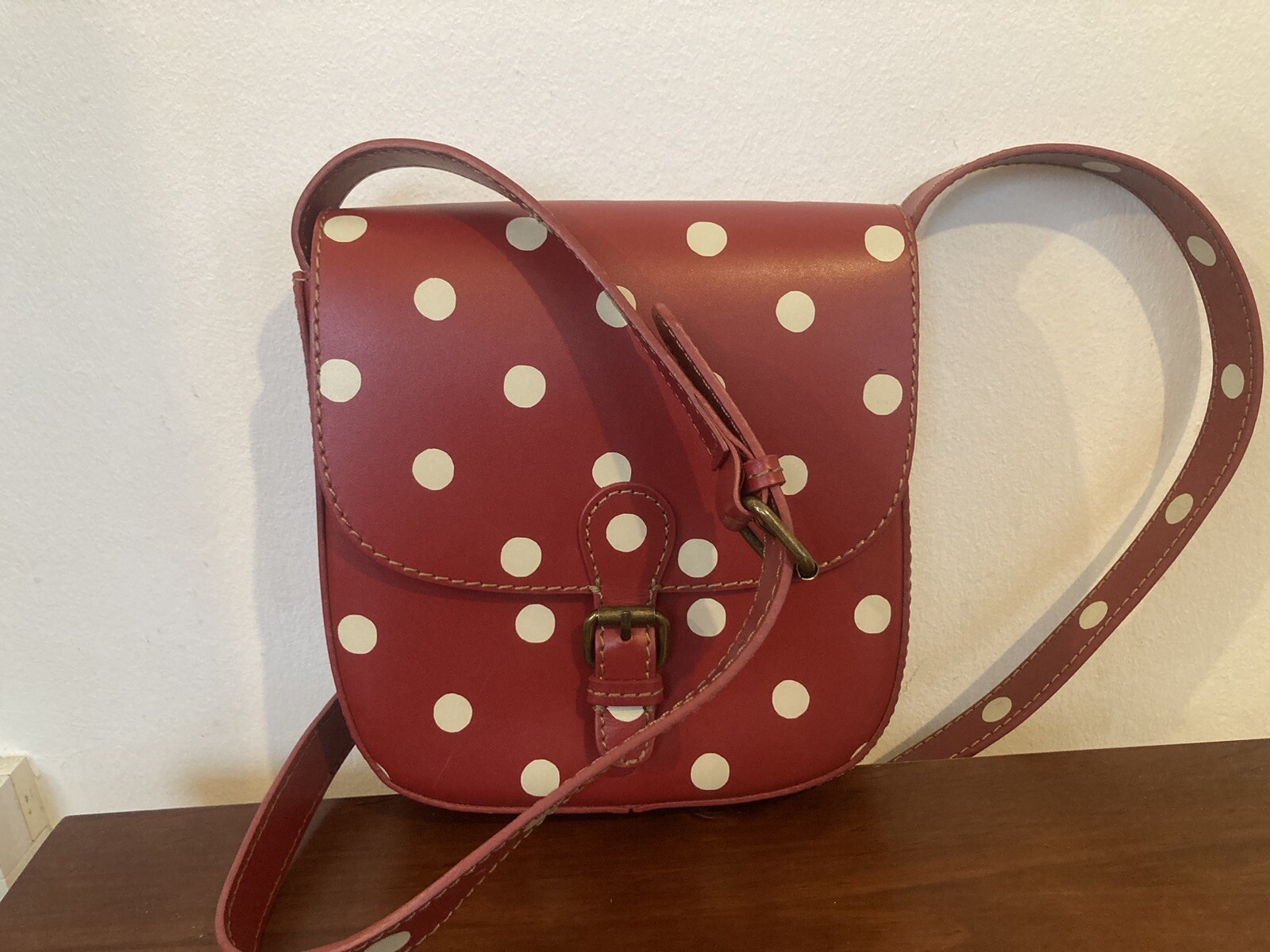 Cath Kidston Red Leather Cross Body Bag/Saddle Bag CK Limited Addition! RRP £75 image 2