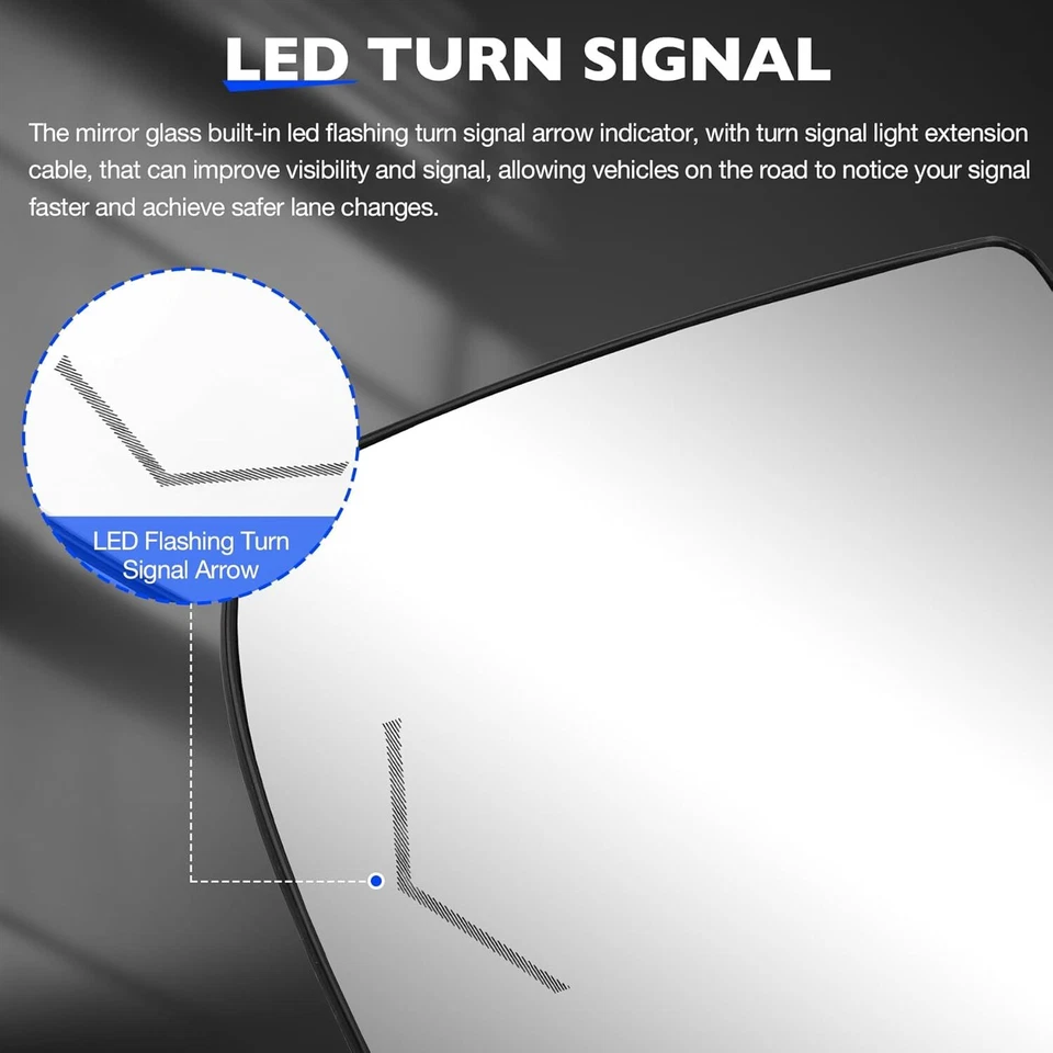 Espejo retrovisor térmico del lado del conductor de vidrio con intermitente para Toyota Tundra Sequoia 2002-20 Foto 4 de 4
