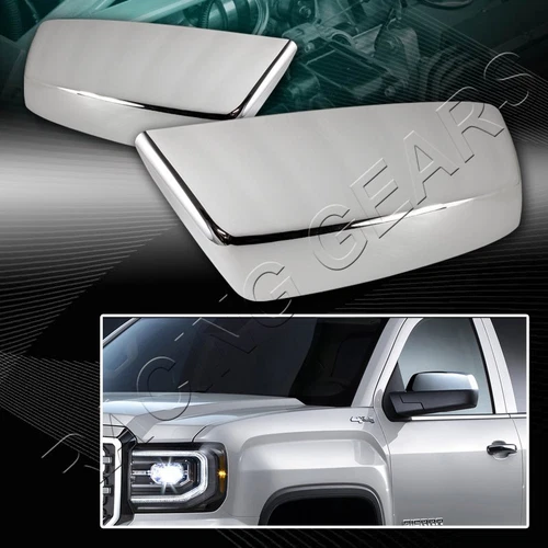 CHROME ABS SIDE VIEW MIRROR COVERS CAP FIT 14-18 CHEVY/SILVERADO/GMC/SIERRA 1500