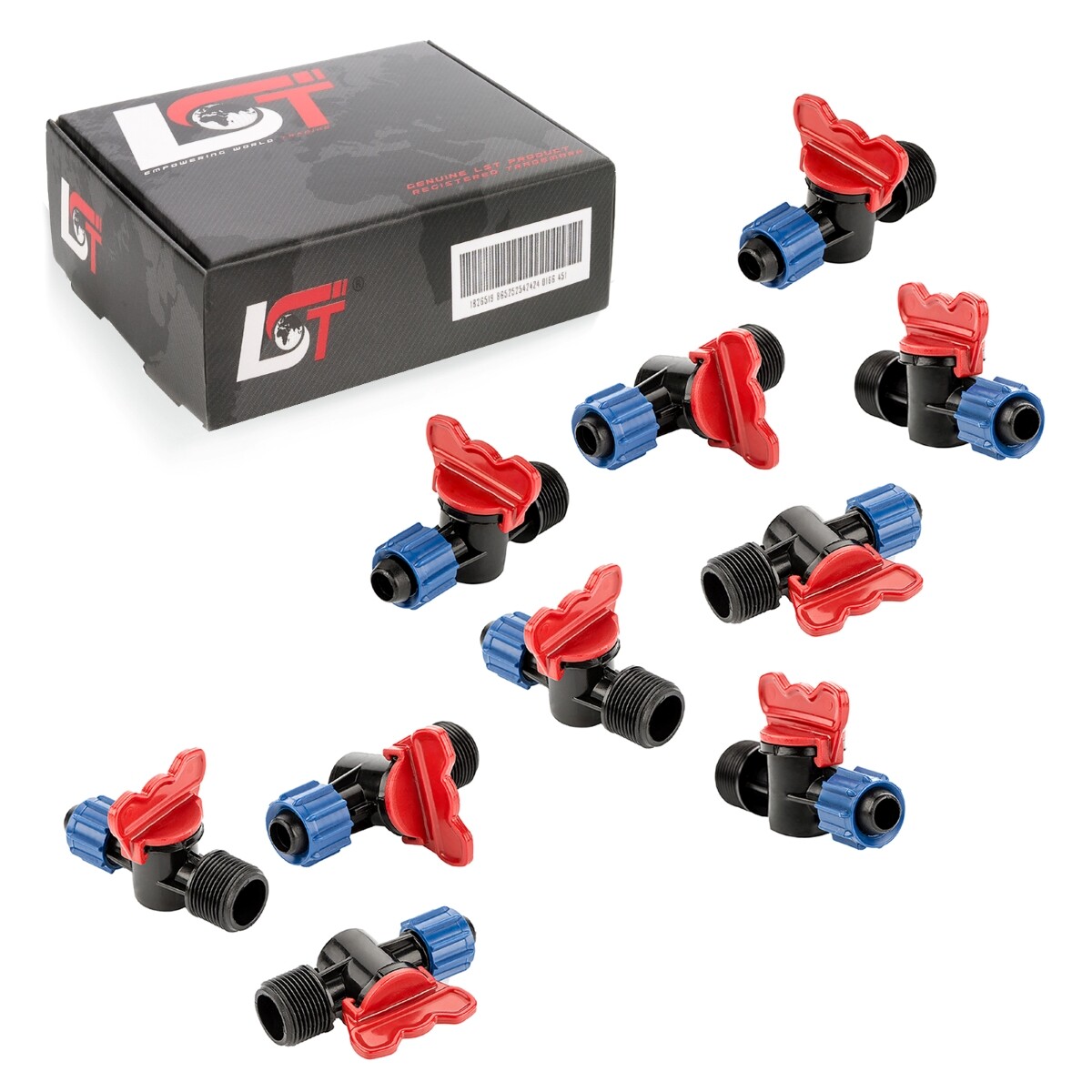 10X Shut-Off Valve Garden Irrigation PE Pipe For Drip System 16X3/4""