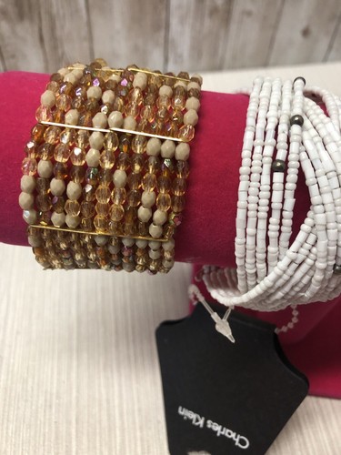Vintage Womens Cuff Bracelets 3 Pc  Bead Lot Still Have Tags   Free Shipping - Afbeelding 2 van 11