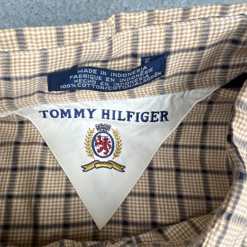 Tommy Hilfiger Shirt Adult large Tan White Long Sleeve Button Up Casual Mens - Picture 5 of 13