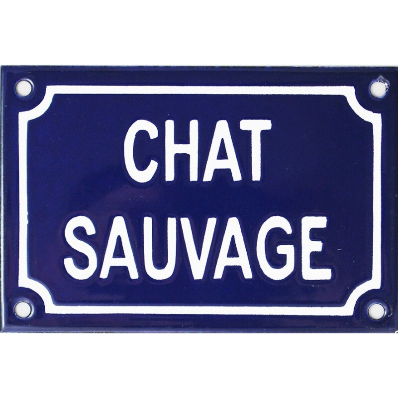 Plaque émaillée chat sauvage 10x15cm en métal bombée durable