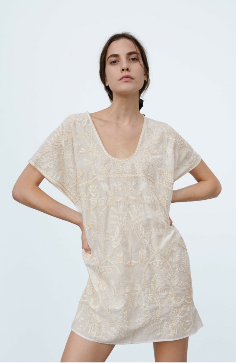 zara embroidered tunic dress Zara Embroidered Blouse Tunic Dress