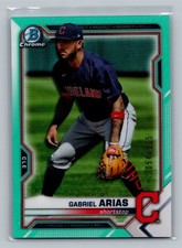 Gabriel Arias 2021 Bowman Chrome #BCP-172 Aqua Refractor #/125 Cleveland