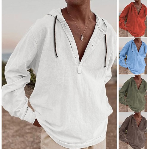 Neu Frühjahr/Sommer Herren Freizeit Lose Einfarbig Hoodie Langarm Shirt Tops - Bild 1 von 12