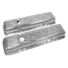 FLAMED CHROME ALUMINUM FOR 58-86 CHEVY SB 283 400 305 327 350 SHORT VALVE COVERS