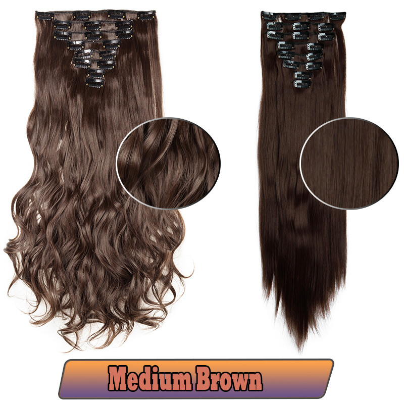 SEGO Clip-in Haarextensions Set Aus 100% Remy Echthaar - 8 Teile, Mittelbraun #4, 20 Cm, 45 G