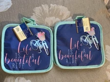 2 Sets Of Potholders~ Life Is A Beautiful Ride ~ 4 Potholders Total ~ NEW w/tags