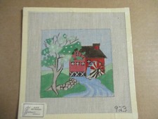 Alice Peterson Handpainted Needlepoint Canvas Spring Mill  Waterwheel