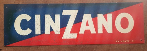 Vintage CINZANO Tin Sign Pub Bar Kitchen Decor Imp Philippault 45X13Cm - 第 1/4 張圖片