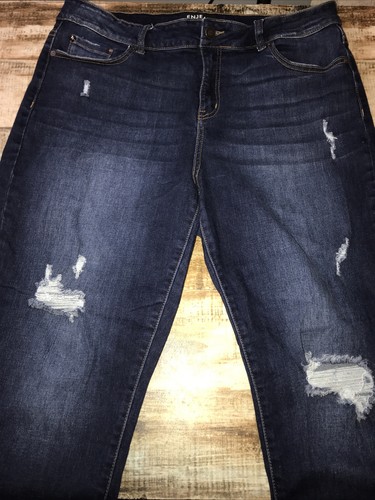ENJEAN DENIM CO WOMENS DARK BLUE JEANS 