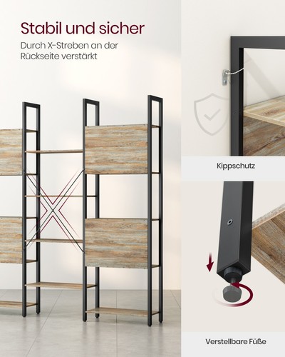 Bücherregal Raumteiler Standregal 14 Ablagen Metallgestell SLL107B60 - Bild 6 von 10