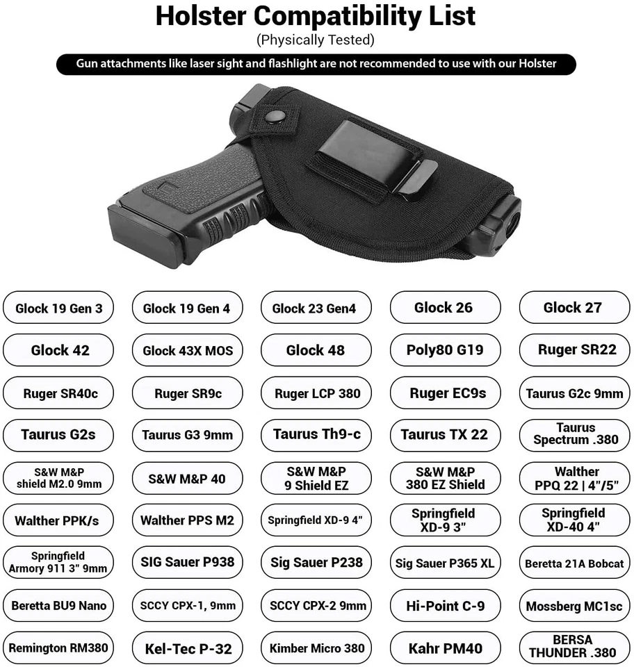 Tactical Concealed Carry Left/Right Hand IWB OWB Gun Holster /Choose Gun Model - Image 3 of 4