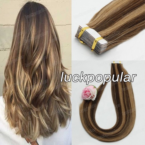 Seamless Tape In Human Hair Extensions Skin Weft Thick Hair Full Head20-40-60Pcs - Picture 72 of 98