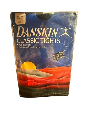 Vtg 1981 Danskin Nylon Dance Ballet Tights Navy Blue Size C 5 8  -5'10'' Style 69