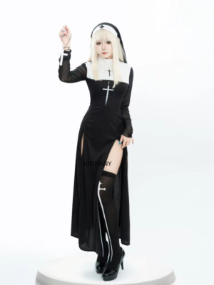 Cute Female Anime Nun Costume Role Play Performance Clothes Sexy Ladies Dress