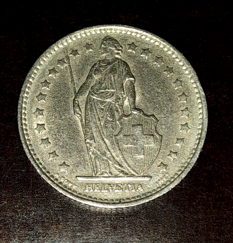 1 Schweizer Franken - 1968 B - K-N - Kursmünze- ungereinigt - Patina - Bild 2 von 3