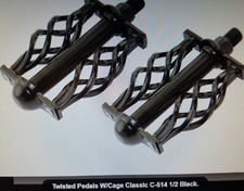 NEW BLACK TWISTED BIRDCAGE BICYCLE PEDALS 1/2" CRUISER LOWRIDER