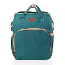 3-in-1 Diaper Bag  Baby Crib Backpack Green Foldable Nappy Bag