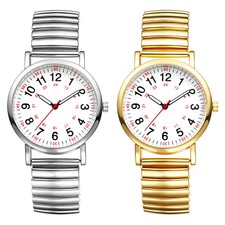Women's Casual Easy to Read Stainless Steel Stretch Strap Quartz Wrist Watch 24H