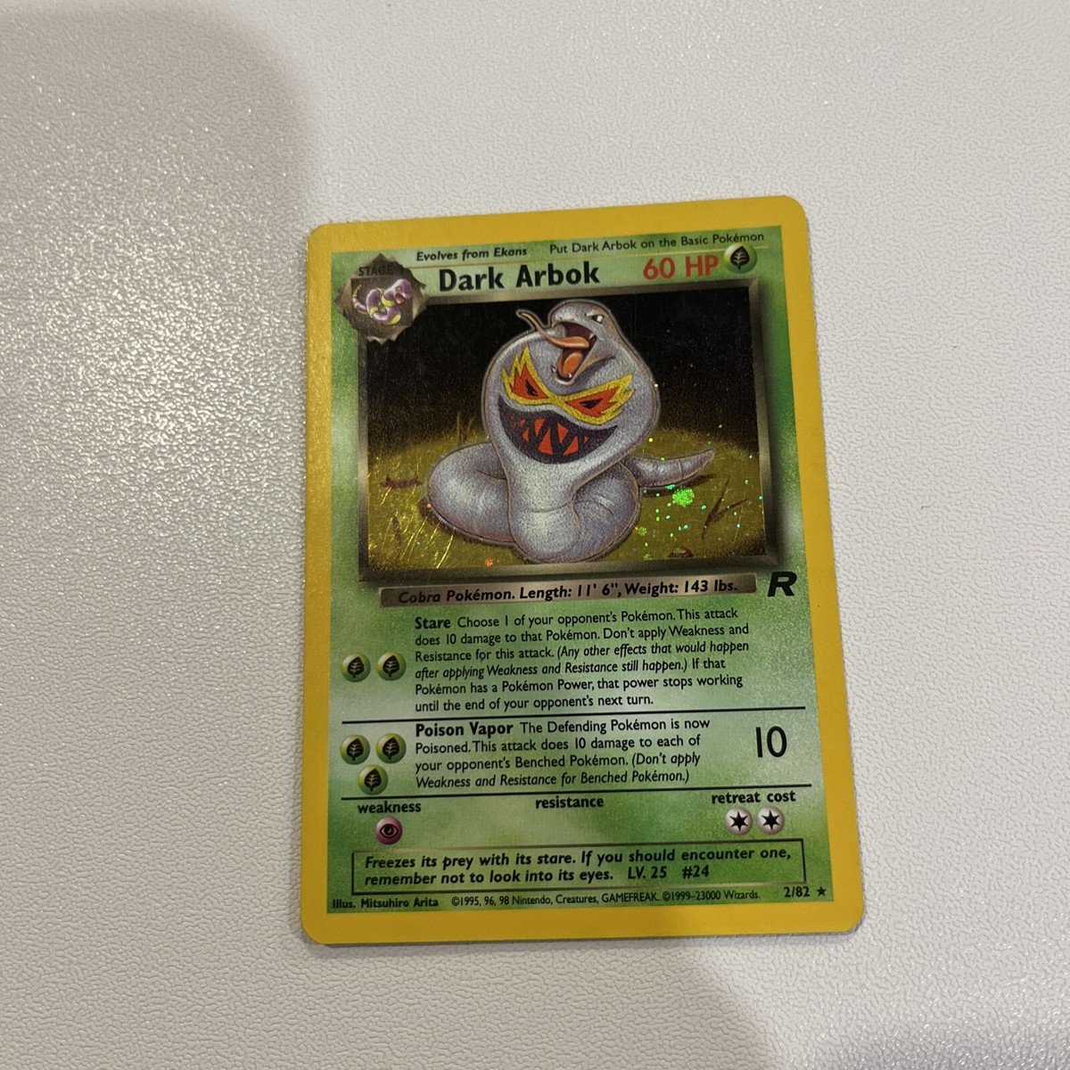 pokemon card dark arbok Pokemon Card Dark Arbok No.024 Old Back Nintendo 1997 NM-EX Japanese n