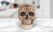7.5"W Skull with Etched Statue Halloween ation Figurine Home Decor Unique Gift