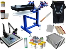 3 Color 1 Station Screen Printing Kit Printer Exposure Unit &Drying Cabinet DIY