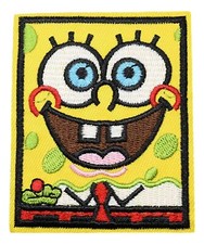 Sponge Cartoon Bob Face Embroidered 3" Tall Iron on Patch