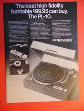 1974 PIONEER PL-10 Turntable vintage print ad