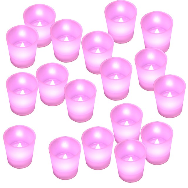 18 PINK Led Tea Light Votive Flameless Battery Candles Wedding Party