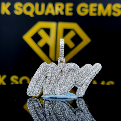Custom Lucky Name Or Letter VVS Moissanite Hip Hop Rapper Pendant 925 Silver