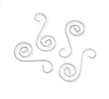 Silver Spiral Wire Ornament Hooks 2" Fancy Lot 40 Hangers Clear Christmas Tree