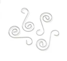 Silver Spiral Wire Ornament Hooks 2" Fancy Lot 40 Hangers Clear Christmas Tree