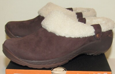 Merrell Encore Ice Slide Q2 Clog Sz 5 Womens Brown Espresso Fleece Mules NIB 