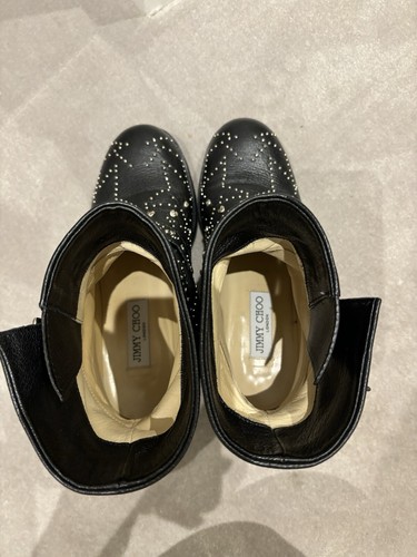 Black Jimmy Choo studded Youth Flat boots EU 37.5, UK 4.5 - Picture 3 of 14
