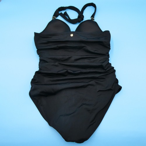 Victorias Secret Medium Black Ruffle Halter Padded One Piece Swimsuit Women New - Picture 6 of 7