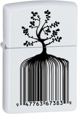 Zippo White Matte Indentity Bar Code Lighter 28296 for sale online 