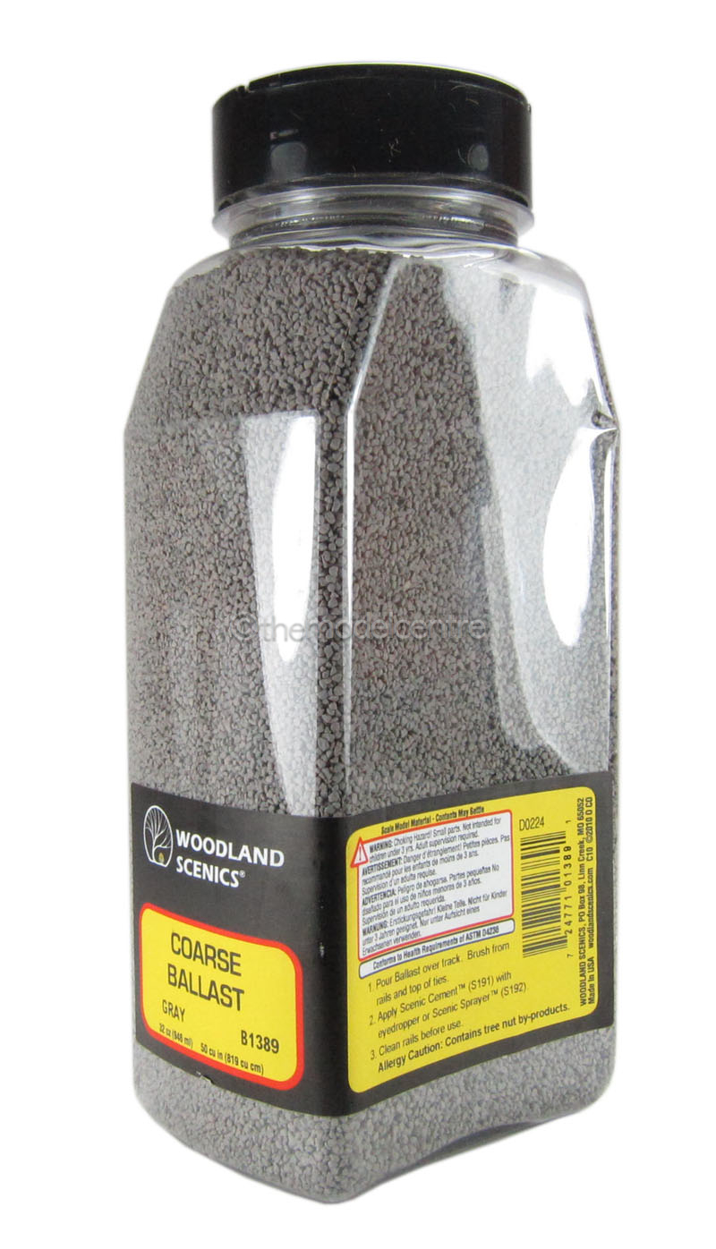 B1389 Woodland Scenics Grey Coarse Ballast Shaker 57.7 in³ (945 cm³) TMC