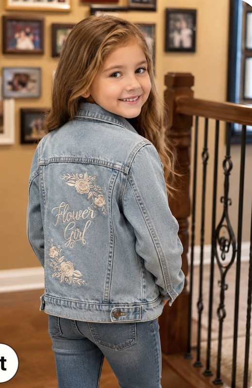 Flower Girl Jean Jacket