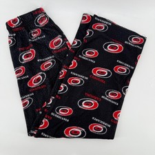 Carolina Hurricanes Kids Pajama Pants Sleepwear Black Red Logo Print Fleece