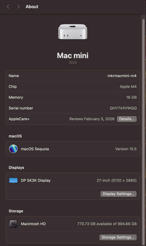 Apple Mac Mini M4 16GB 2024 Upgraded 1TB Apple Care+ till 2026 - Afbeelding 6 van 6