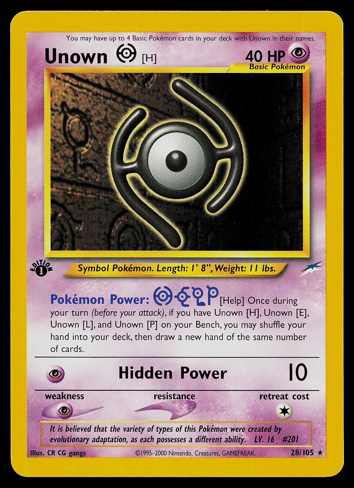 Pokemon Card - Unown [H] Neo Destiny 28/105 1st Edition Rare