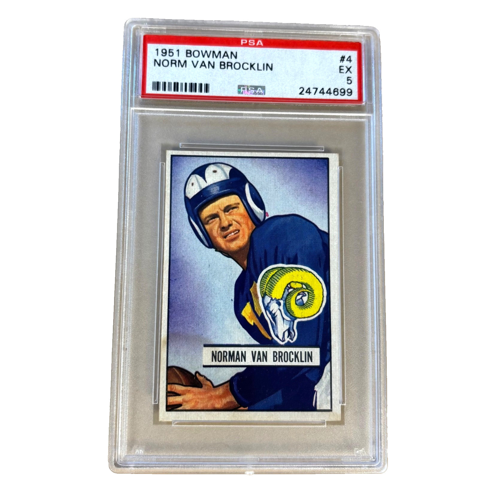 1951 Bowman #4 Norm Van Brocklin Rams RC HOF Oregon PSA 5 - EX