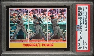 2011 Topps Heritage Black Chrome Refractor POP 1 Jsy # Miguel Cabrera 24/62 PSA