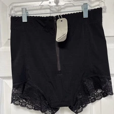 NWT Divastory Tummy Control Stretch Zip Hook & Eye Black Lace L