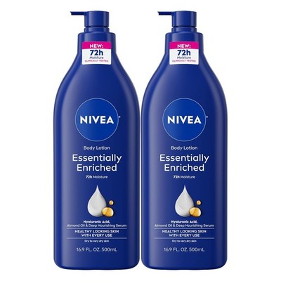 NIVEA Essentially Enriched Body Lotion for Dry Skin, Pack of 2, 16.9 Fl Oz Pump